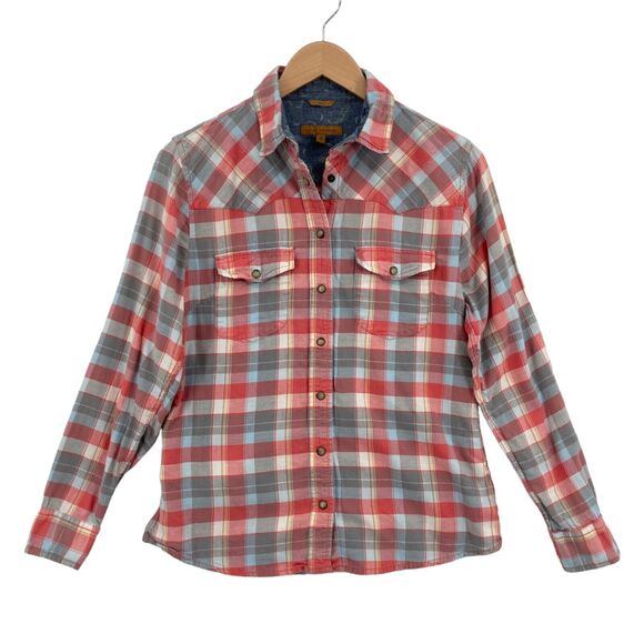 JACHS Girlfriend Multicolor Plaid Roll Tab Sleeve Snap Button-Down Shirt Size XS - Picture 1 of 16